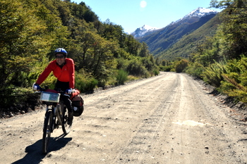Cèsar riding in Lanín N. P.