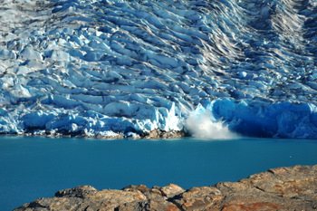 Ice block falling