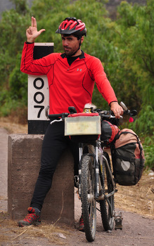 Secret agent on his full-of-gadgets bike